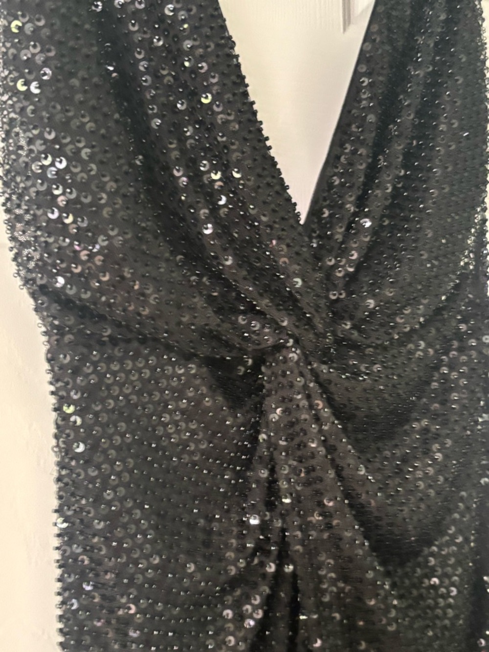 Ramy Brook Black Sequin Twist-Front V-Neck Midi Dress - Picture 5 of 8